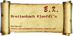 Breitenbach Kleofás névjegykártya